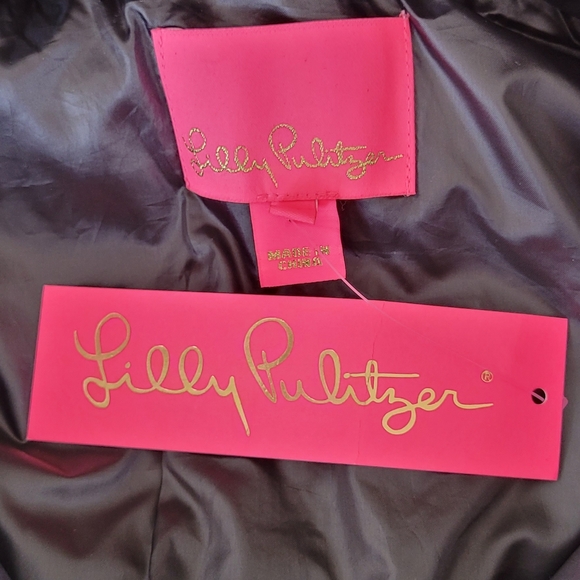NWT Lilly Pulitzer Darcia Puffer Jacket Fitted Full Zipper Black Onyx Size 14 - Picture 12 of 14